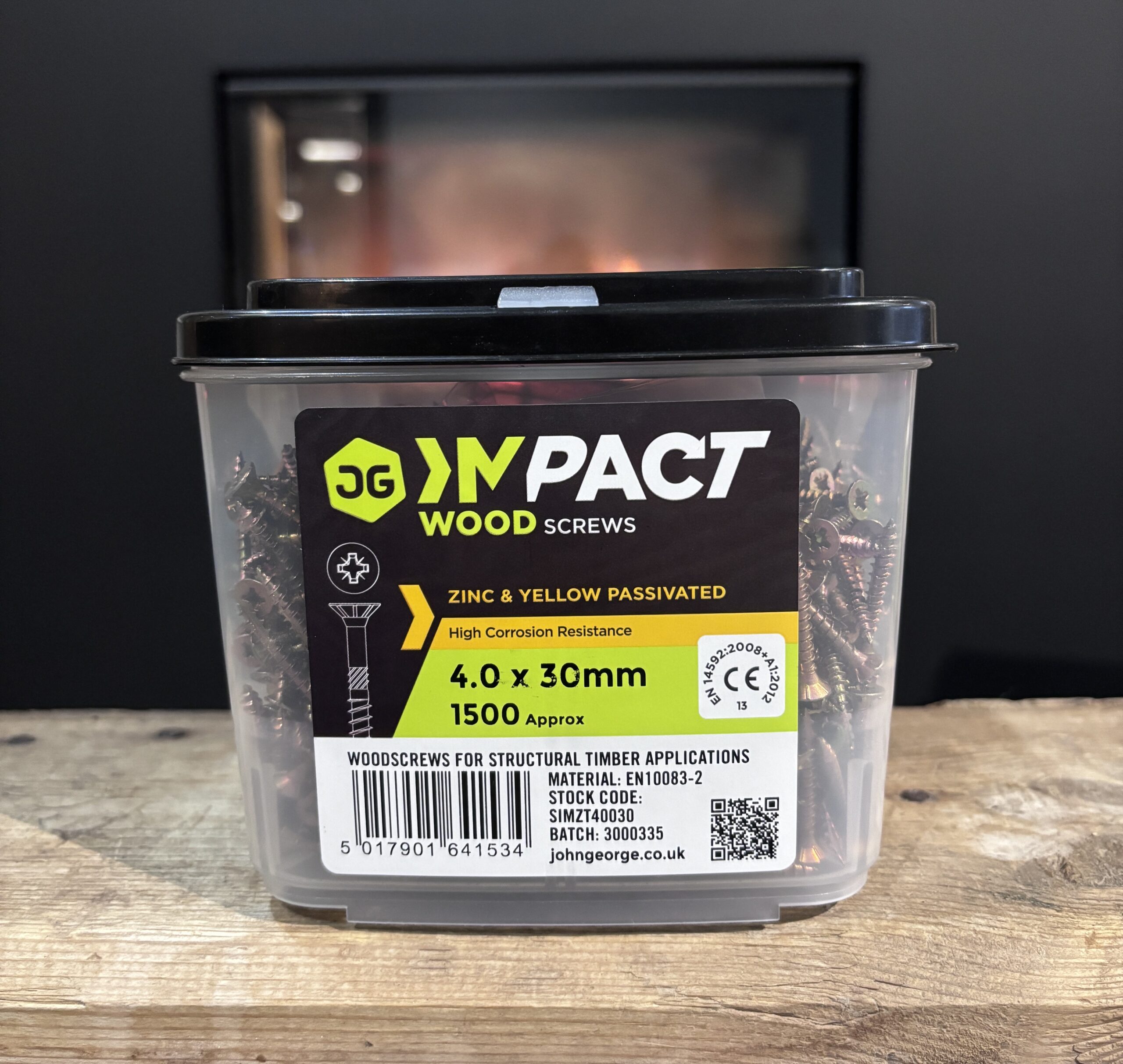 IMPACT WOOD SCREWS – ZINC & YELLOW PASSIVATED – 4.0 × 30MM (TUB ~1500)
