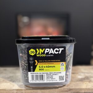 IMPACT WOOD SCREWS – ZINC & YELLOW PASSIVATED – 5.0 × 40MM (TUB ~800)
