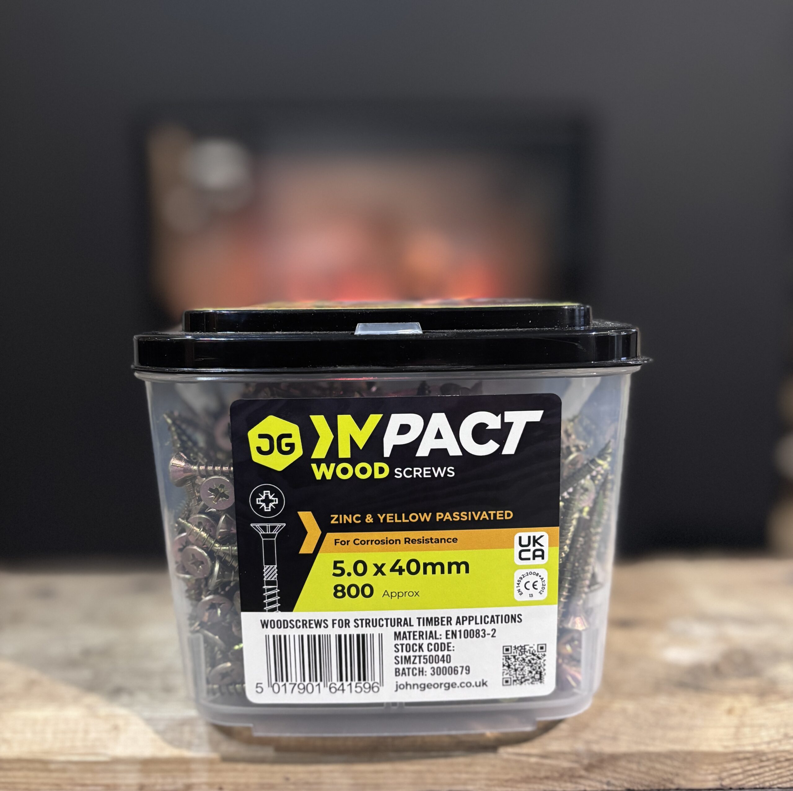 IMPACT WOOD SCREWS – ZINC & YELLOW PASSIVATED – 5.0 × 40MM (TUB ~800)