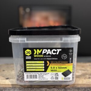 IMPACT WOOD SCREWS – ZINC & YELLOW PASSIVATED – 5.0 × 50MM (TUB ~1600)