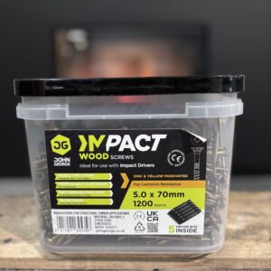IMPACT WOOD SCREWS – ZINC & YELLOW PASSIVATED – 5.0 × 70MM (TUB ~1200)