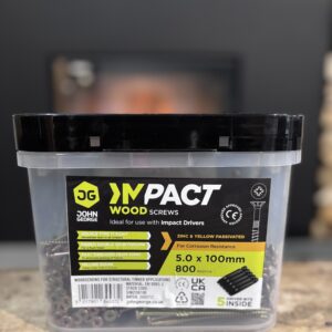 IMPACT WOOD SCREWS – ZINC & YELLOW PASSIVATED – 5.0 × 100MM (TUB ~800)